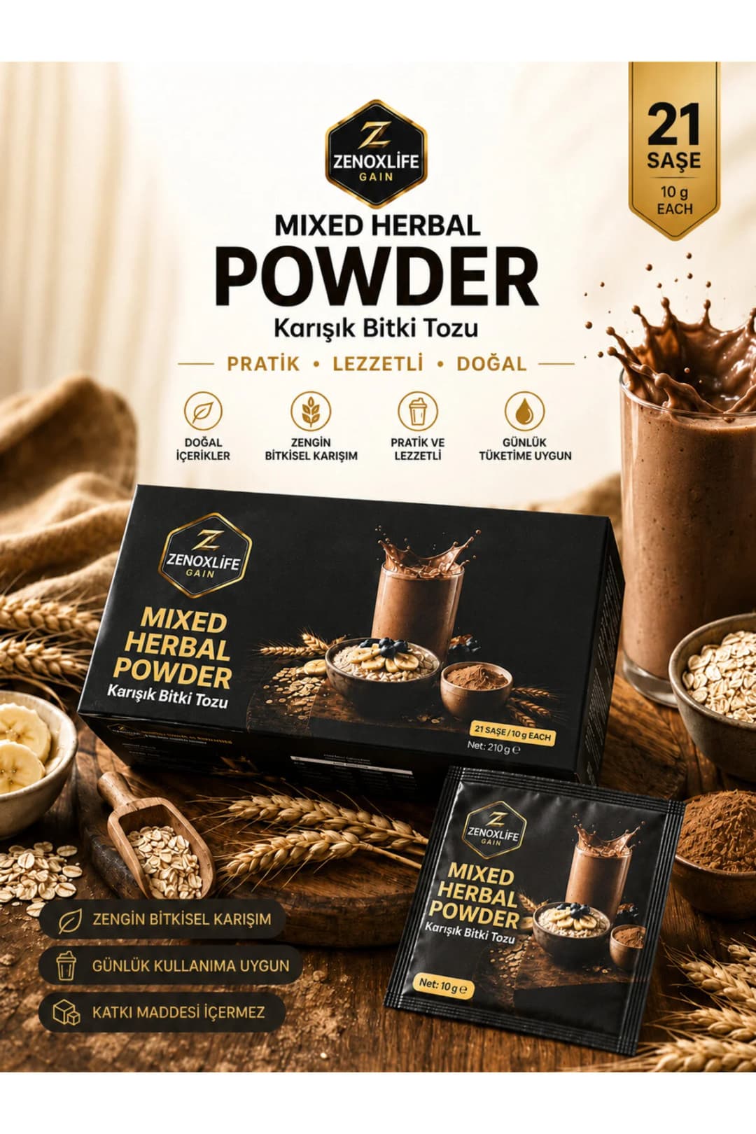 Zenoxlife-Bitkisel Karışım Toz (1 AYLIK 21 ADET) 210 GRAM